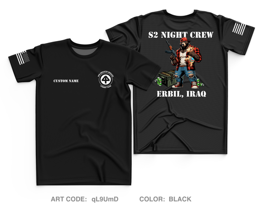 CUSTOM 44th IBCT S-2 Night Shift Core Men's SS Performance Tee - qL9UmD