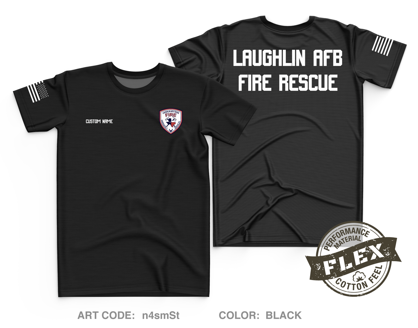 CUSTOM Laughlin AFB Fire Department Core Men's SS Flex Performance Tee - n4smSt