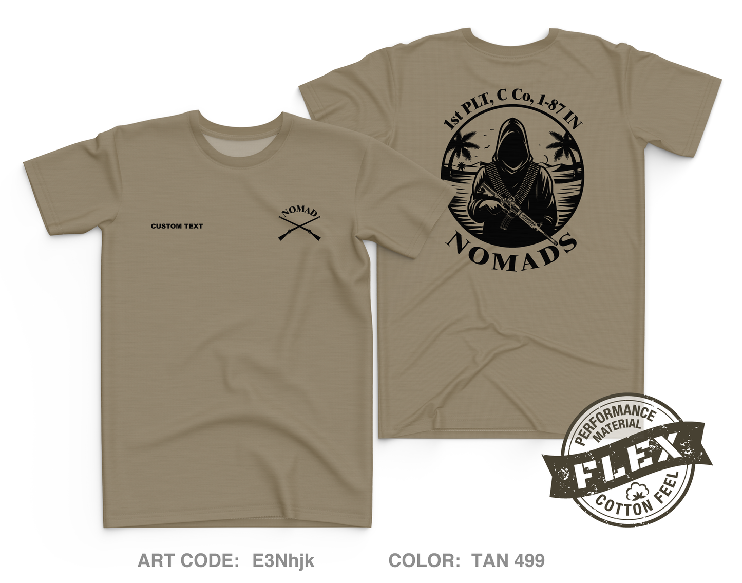 CUSTOM 1st PLT, C Co, 1-87 IN Core Men's SS Flex Performance Tee - E3Nhjk