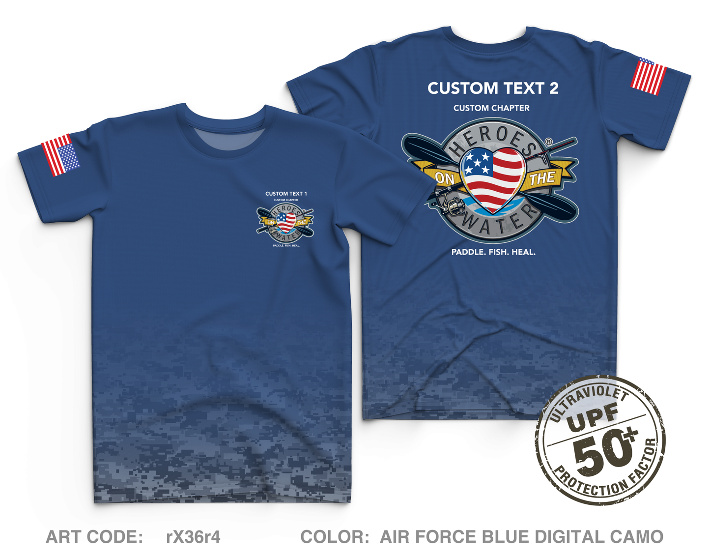 CUSTOM Heroes on the Water National Core Men's UPF 50+ Performance SS Tee - Digital Camo