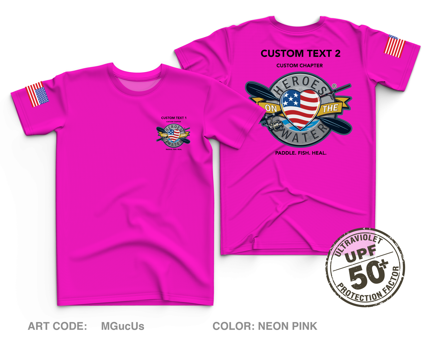 CUSTOM Heroes on the Water National Core Men's UPF 50+ Performance SS Tee - Neon