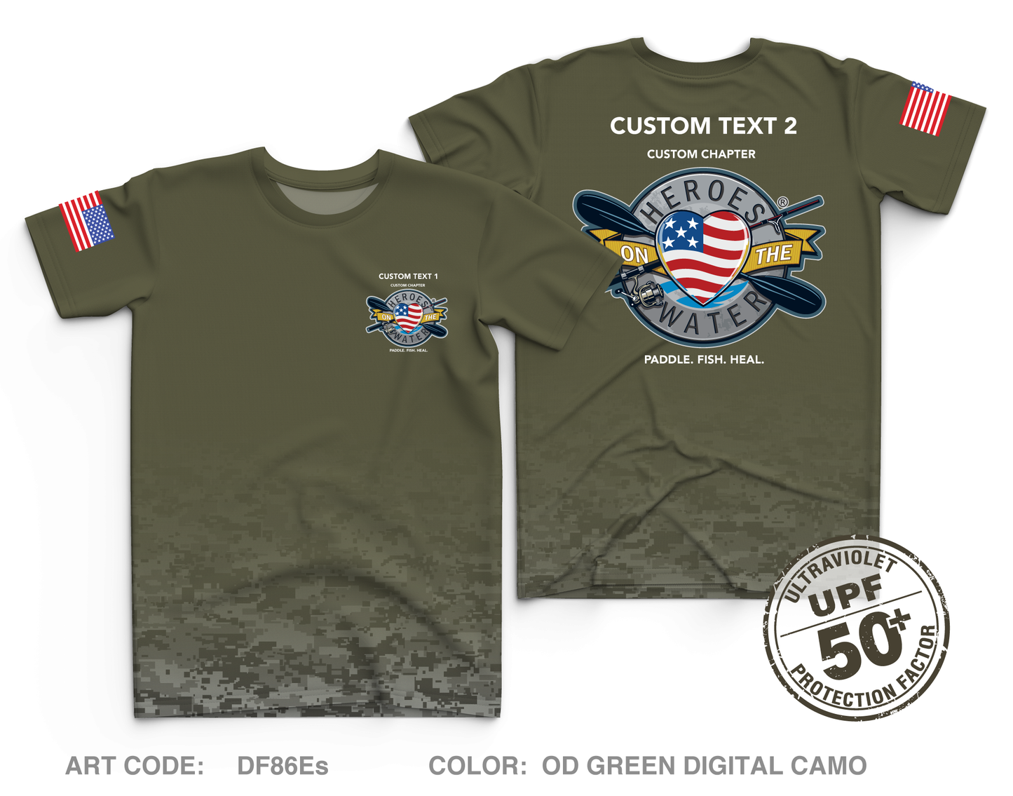 CUSTOM Heroes on the Water National Core Men's UPF 50+ Performance SS Tee - Digital Camo