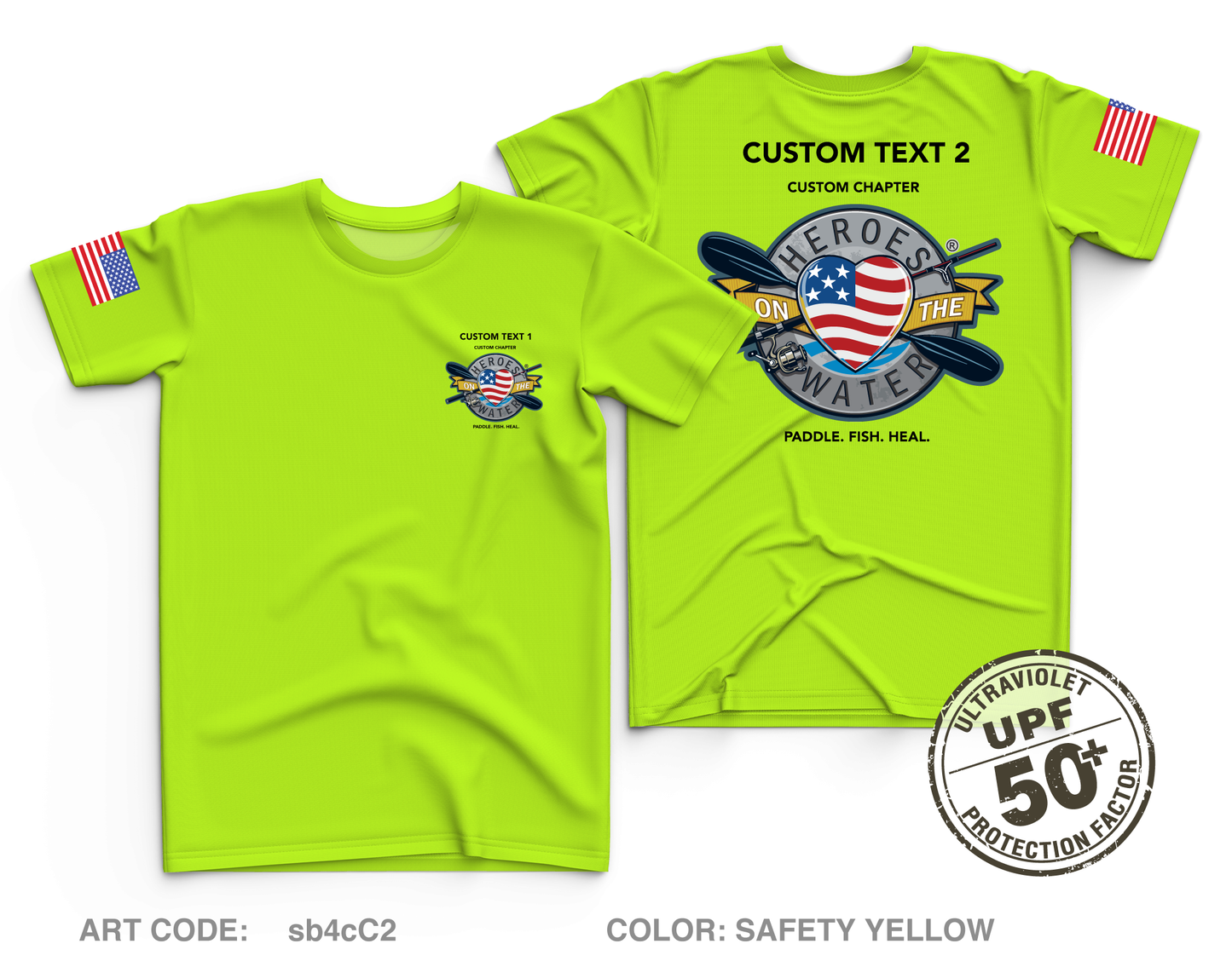 CUSTOM Heroes on the Water National Core Men's UPF 50+ Performance SS Tee - Neon