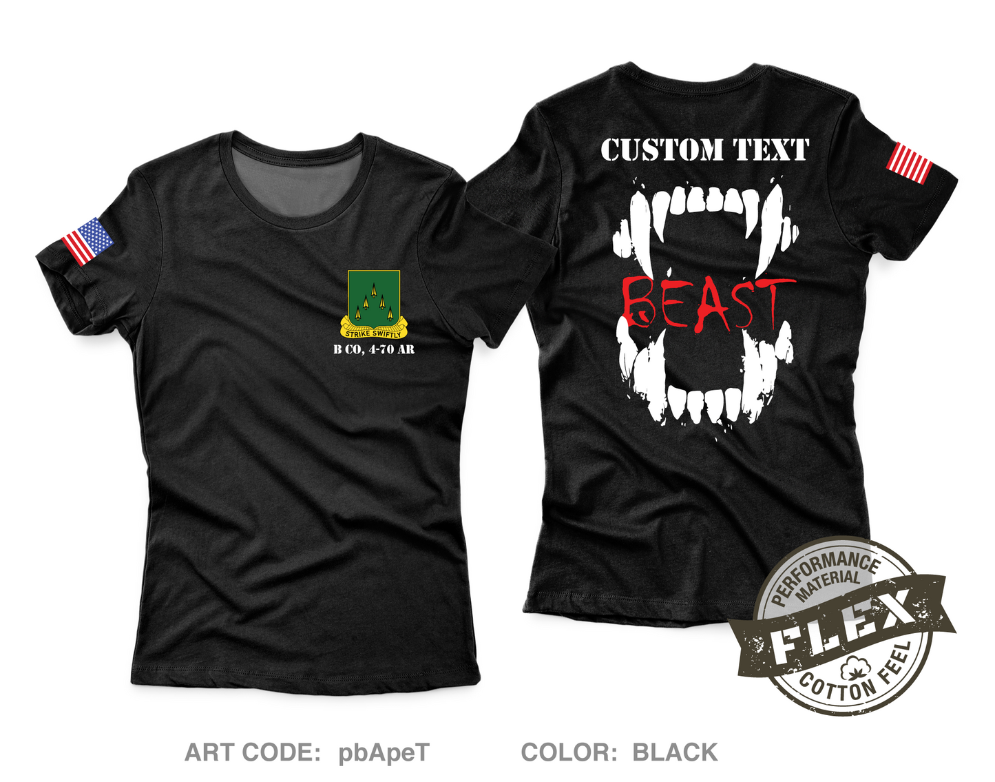 CUSTOM B Co, 4-70 AR Core Women's SS Flex Performance Tee - pbApeT