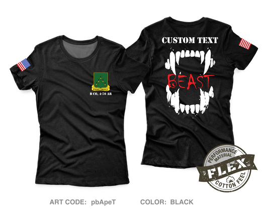 CUSTOM B Co, 4-70 AR Core Women's SS Flex Performance Tee - pbApeT