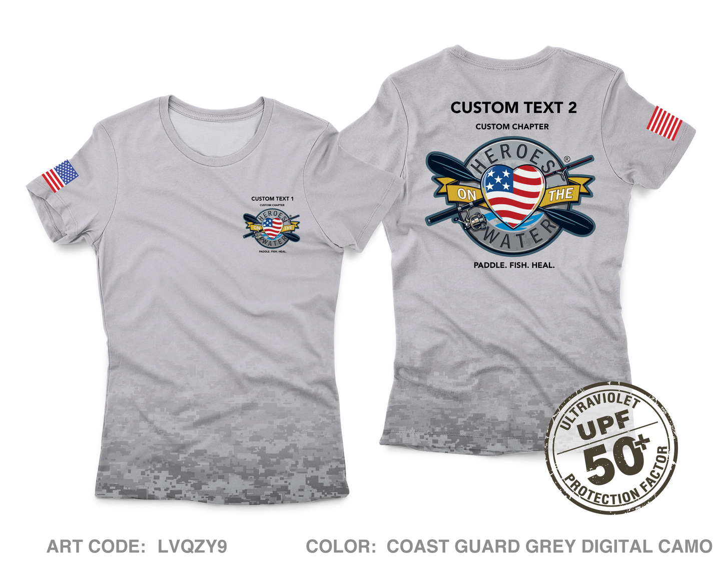 CUSTOM Heroes on the Water National Core Women's UPF 50+ Performance SS Tee - Digital Camo