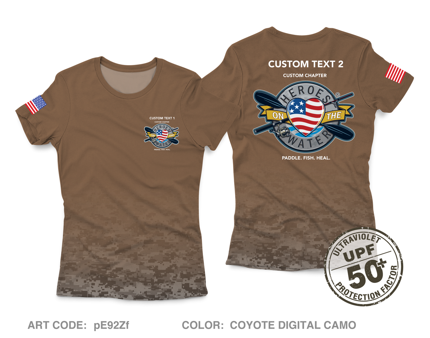 CUSTOM Heroes on the Water National Core Women's UPF 50+ Performance SS Tee - Digital Camo