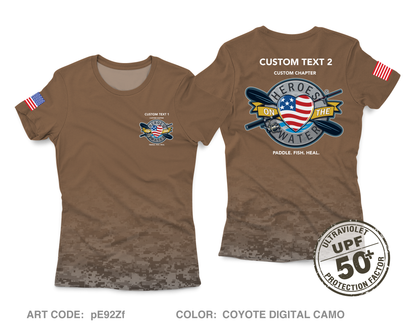 CUSTOM Heroes on the Water National Core Women's UPF 50+ Performance SS Tee - Digital Camo