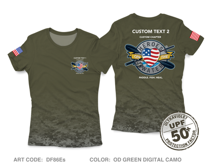 CUSTOM Heroes on the Water National Core Women's UPF 50+ Performance SS Tee - Digital Camo