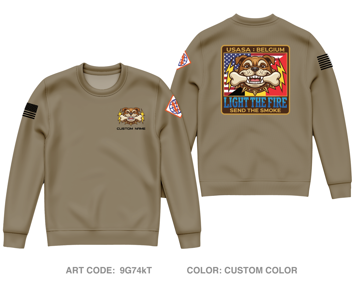 CUSTOM USASA-Belgium Core Men's Crewneck Performance Sweatshirt - 9G74kT
