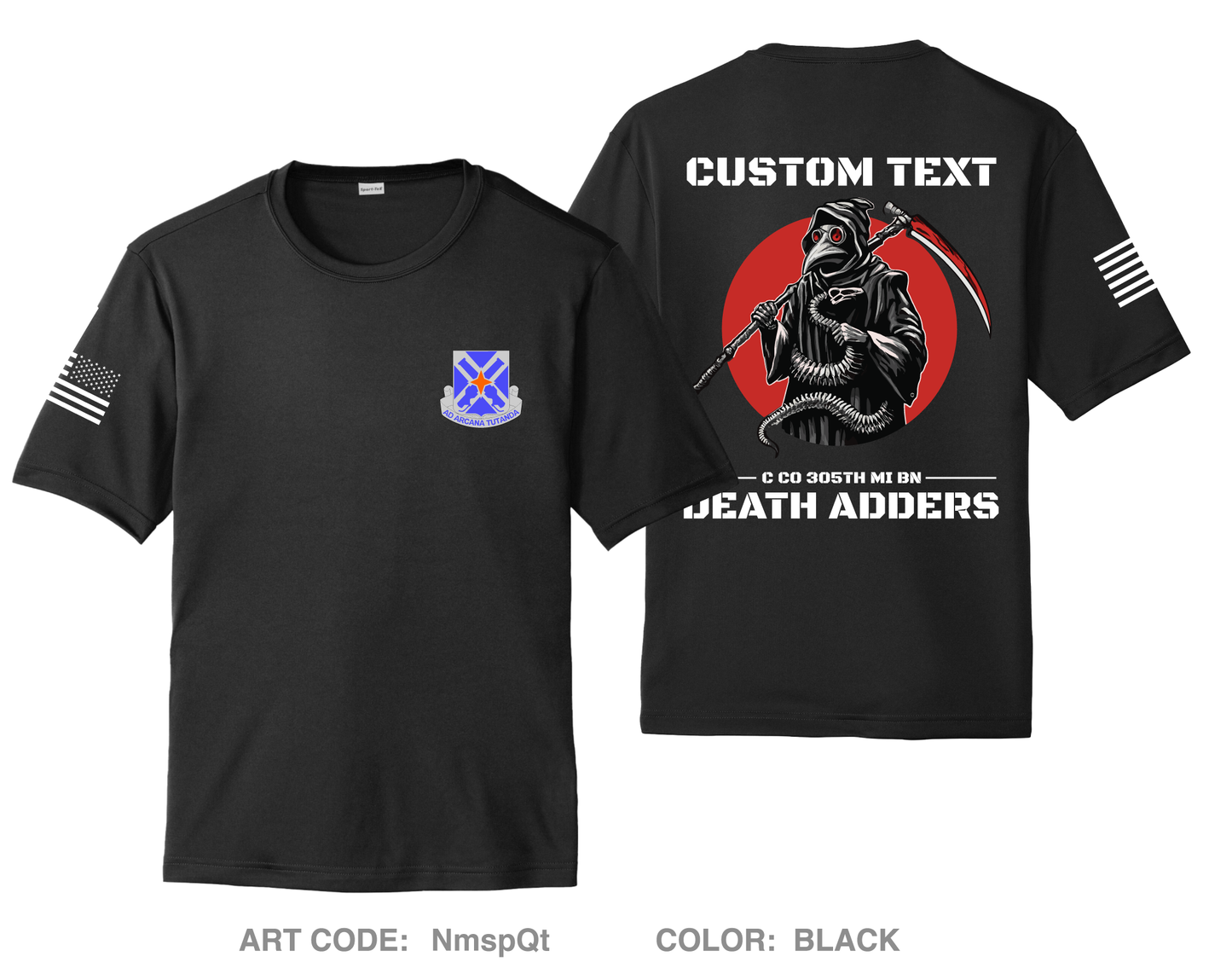 CUSTOM Death Adder Platoon C Co 305th (Students) Hi-Tech Performance Unisex SS Tee - NmspQt