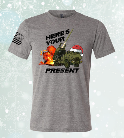 Emblem Holiday Series Comfort Unisex Triblend SS Tee - Here's Your Present