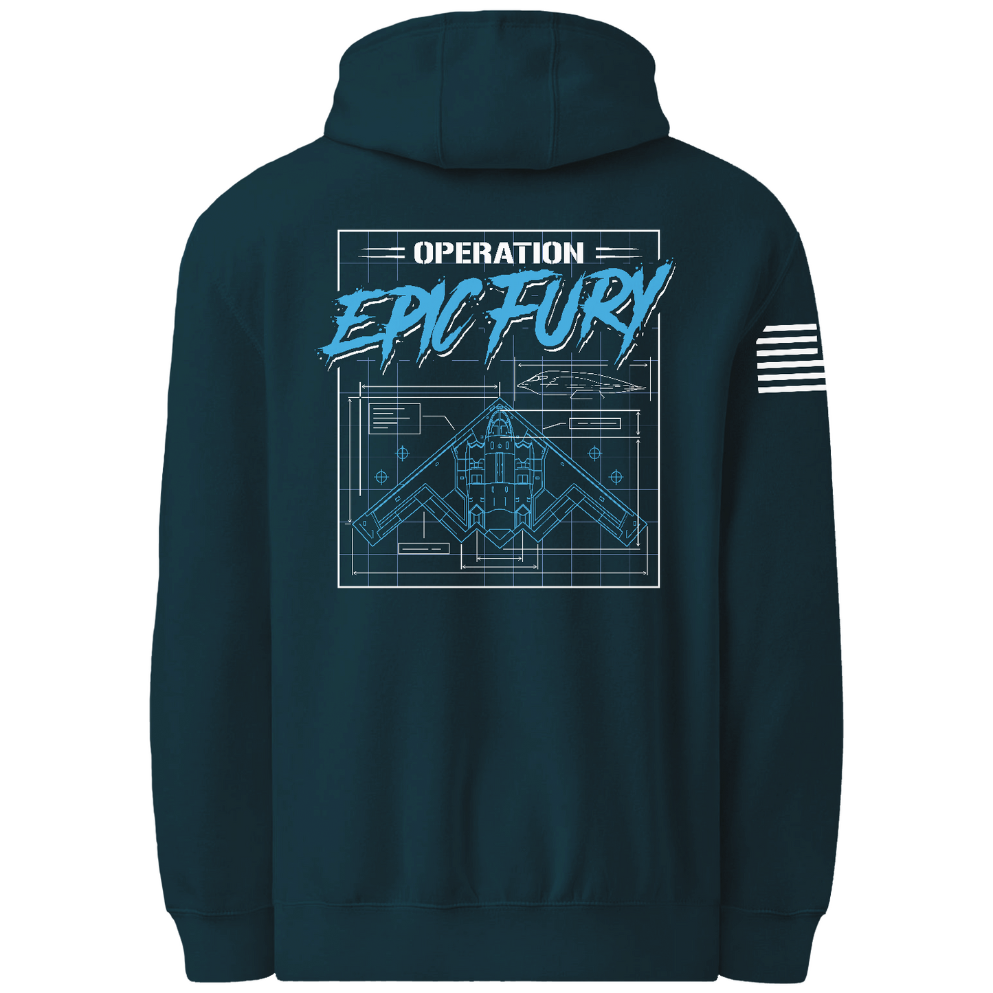 Operation Epic Fury Comfort Unisex Hooded Sweatshirt - Blueprint