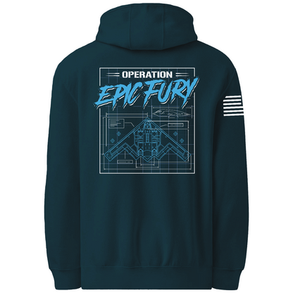Operation Epic Fury Comfort Unisex Hooded Sweatshirt - Blueprint
