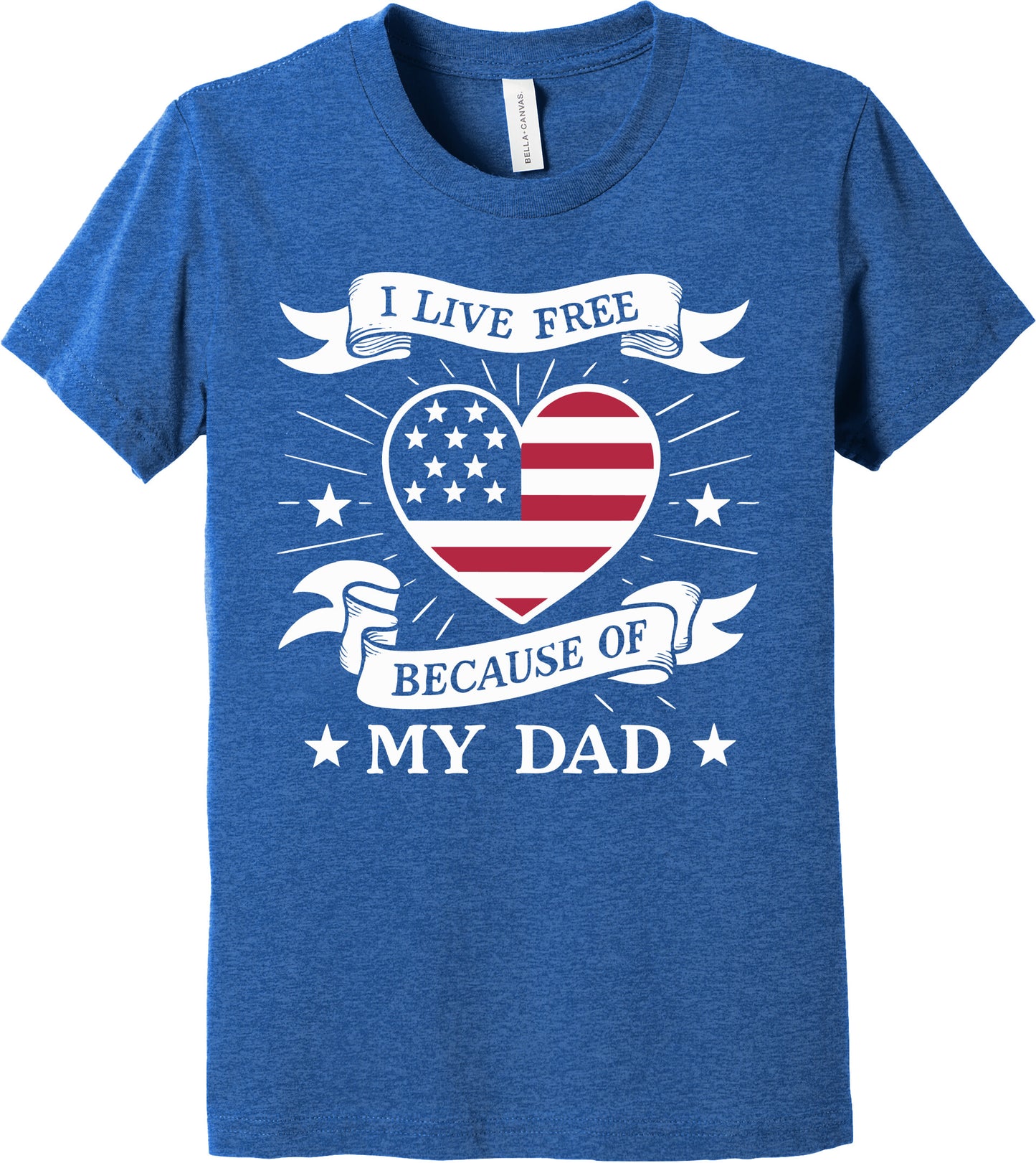 Emblem Youth Comfort Heather Cotton-Blend SS Tee - Live Free Heart Dad