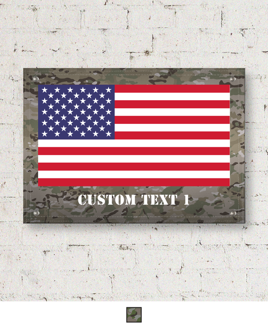 CUSTOM Emblem Flag Series -  Banner Flag - American Camo