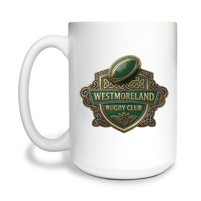 Westmoreland Rugby Club 15 oz White Ceramic Mug - tXwFTU