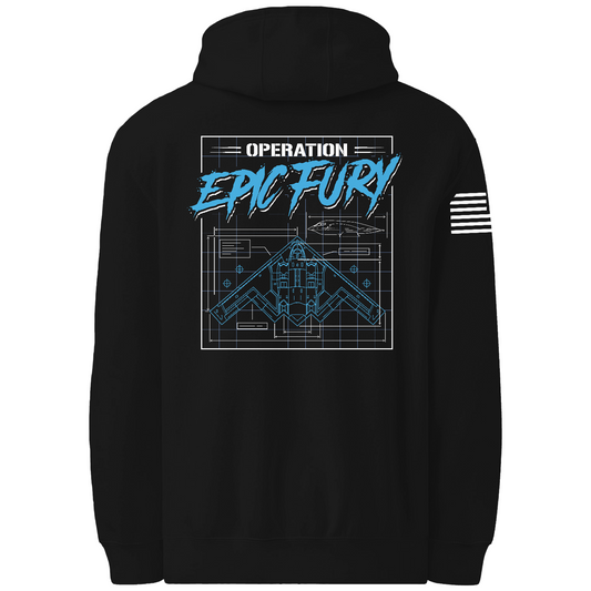 CUSTOM Operation Epic Fury Comfort Unisex Hooded Sweatshirt - Blueprint