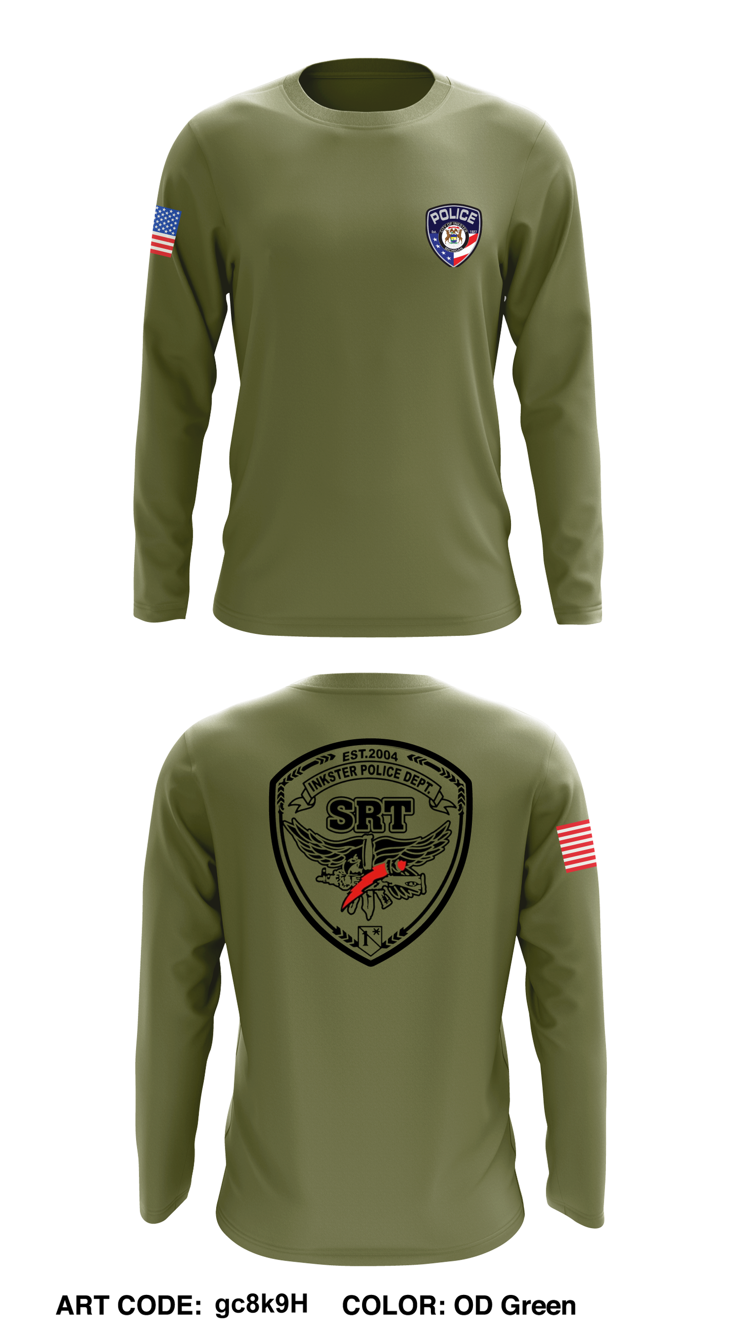 Inkster Police SRT Core Men's LS Performance Tee - gc8k9H