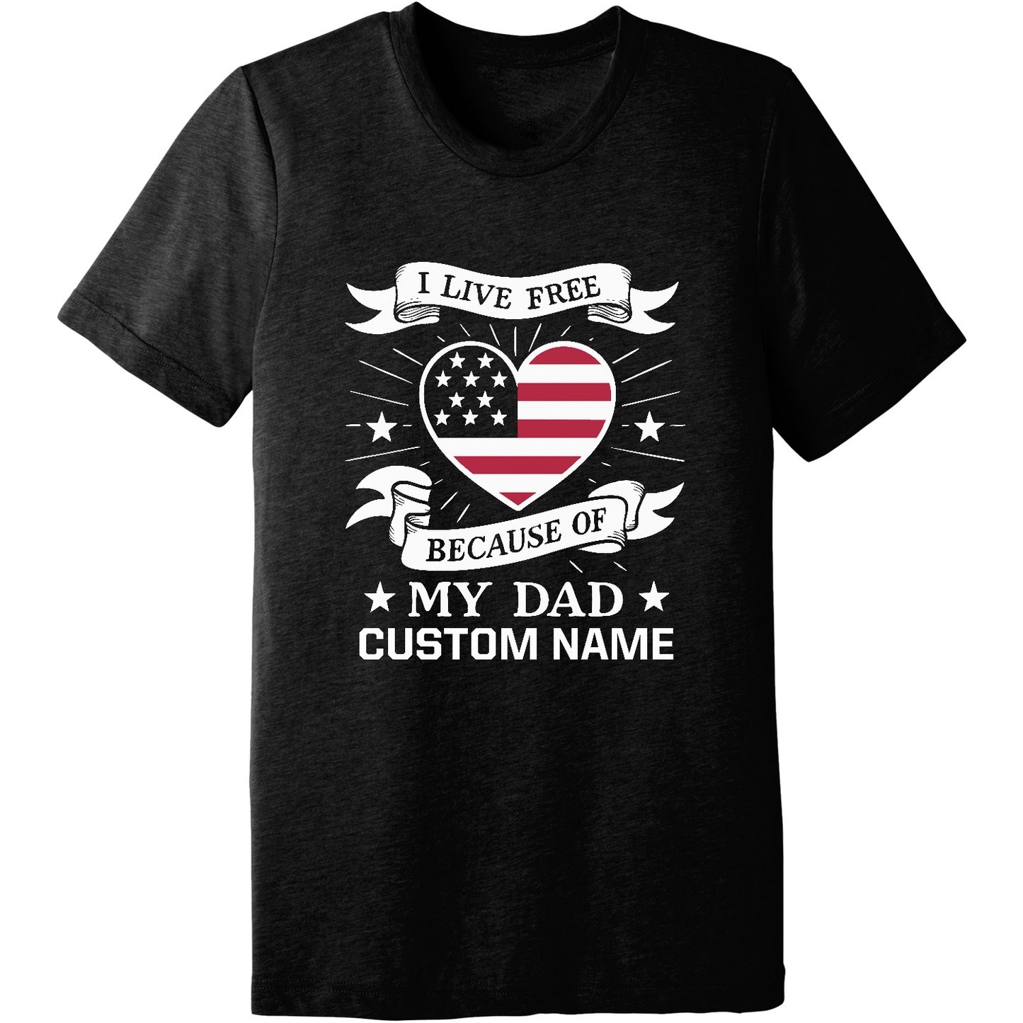 CUSTOM Emblem Comfort Unisex Triblend SS Tee - Live Free Heart Dad