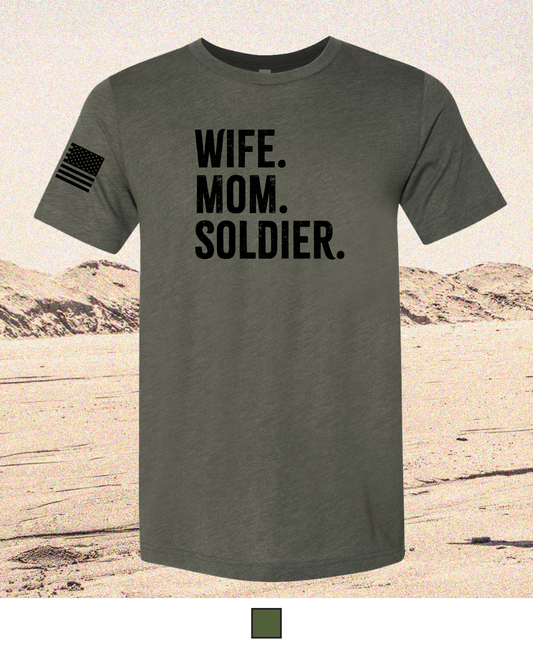CUSTOM Emblem Mother's Day Series - Comfort Unisex Triblend SS Tee - Wife Mom Soldier