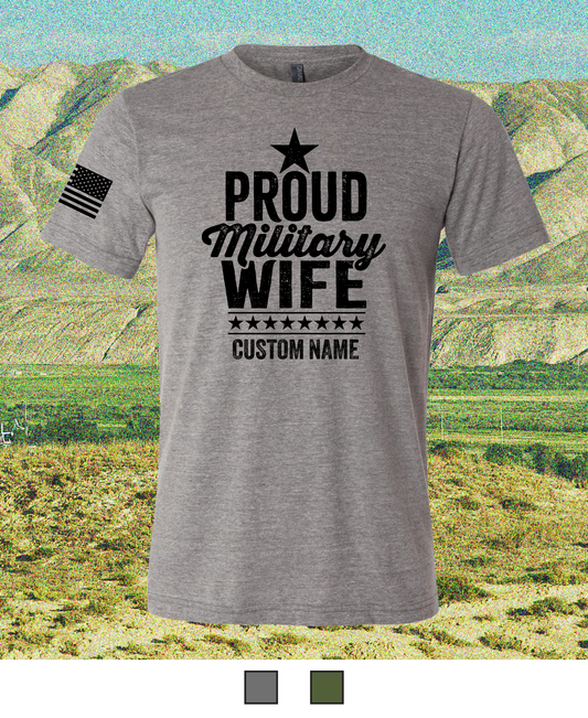 CUSTOM Emblem Mother's Day Series - Comfort Unisex Triblend SS Tee - Proud Military Wife