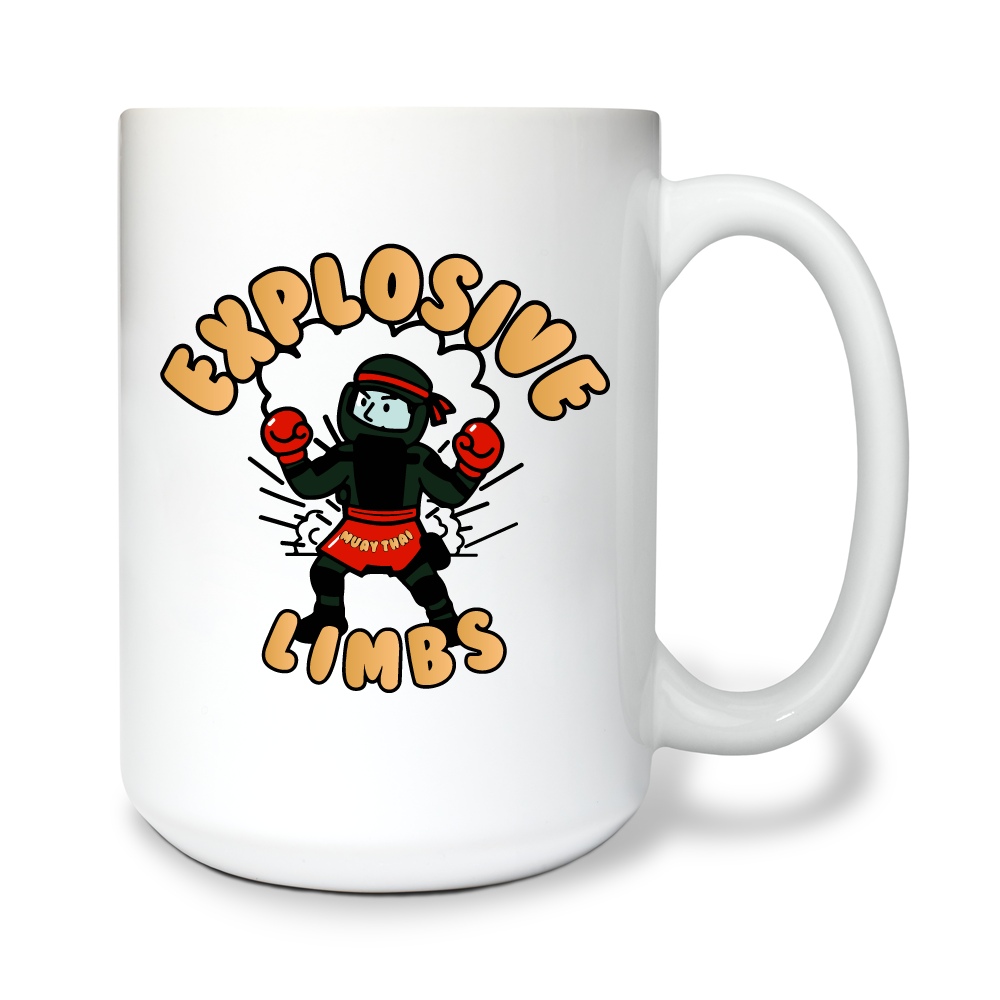 Explodive Limbs Muay Thai 15 oz White Ceramic Mug - gyKyNa