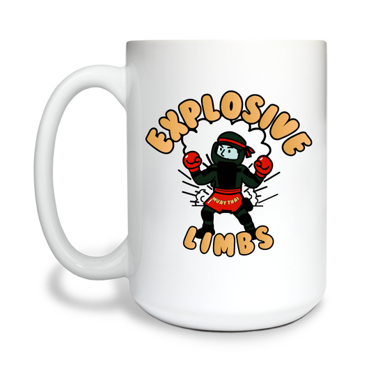 Explodive Limbs Muay Thai 15 oz White Ceramic Mug - gyKyNa