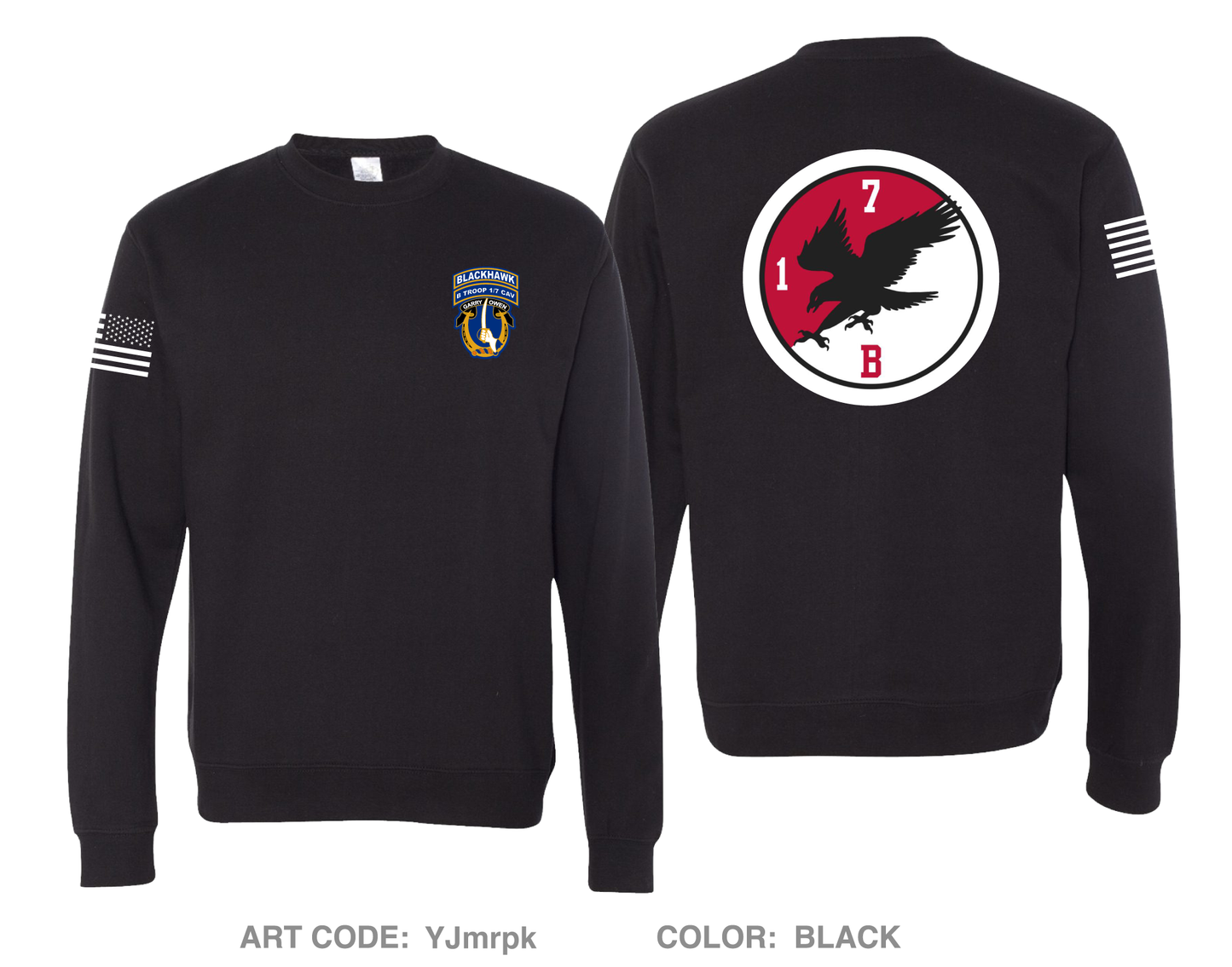 Blackhawk Troop, 1-7 CAV, 1ACB, 1CD Comfort Unisex Crewneck Sweatshirt - YJmrpk