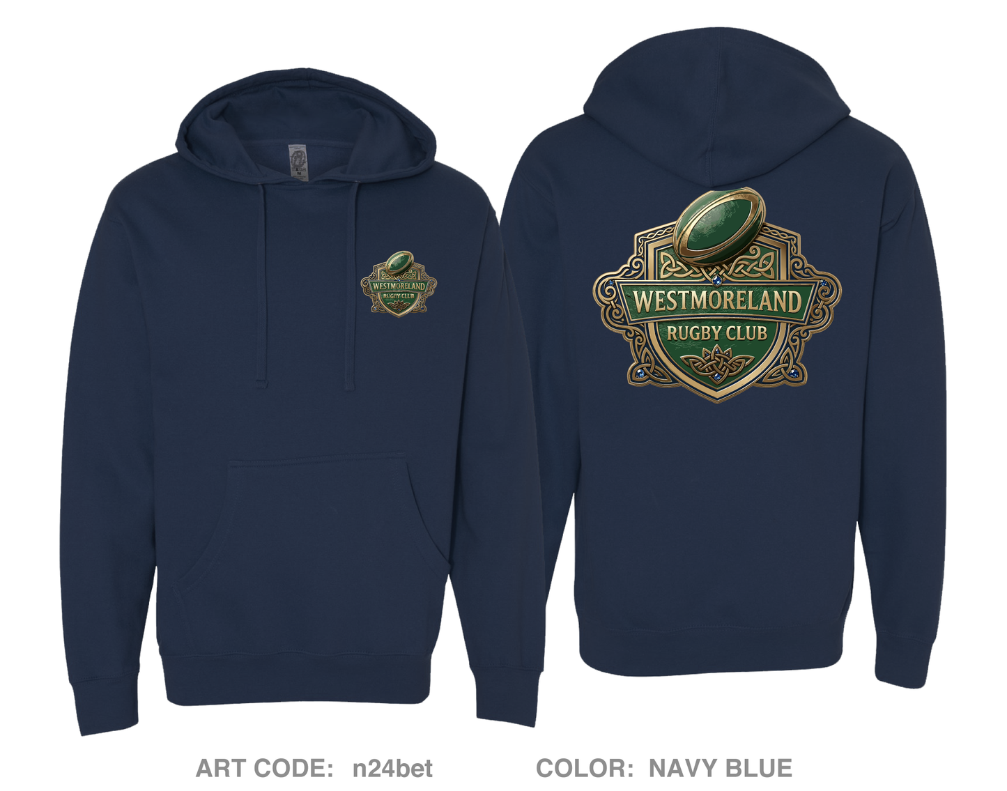 Westmoreland Rugby Club Comfort Unisex Hooded Sweatshirt - n24bet