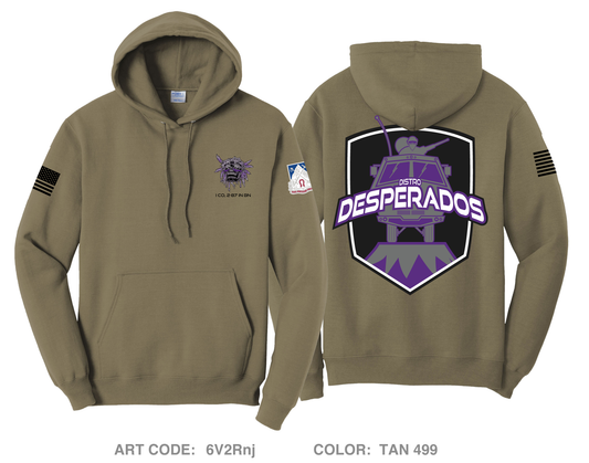 Distro Desperados, I Co, 2-87 IN BN Comfort Unisex Hooded Sweatshirt - 6V2Rnj