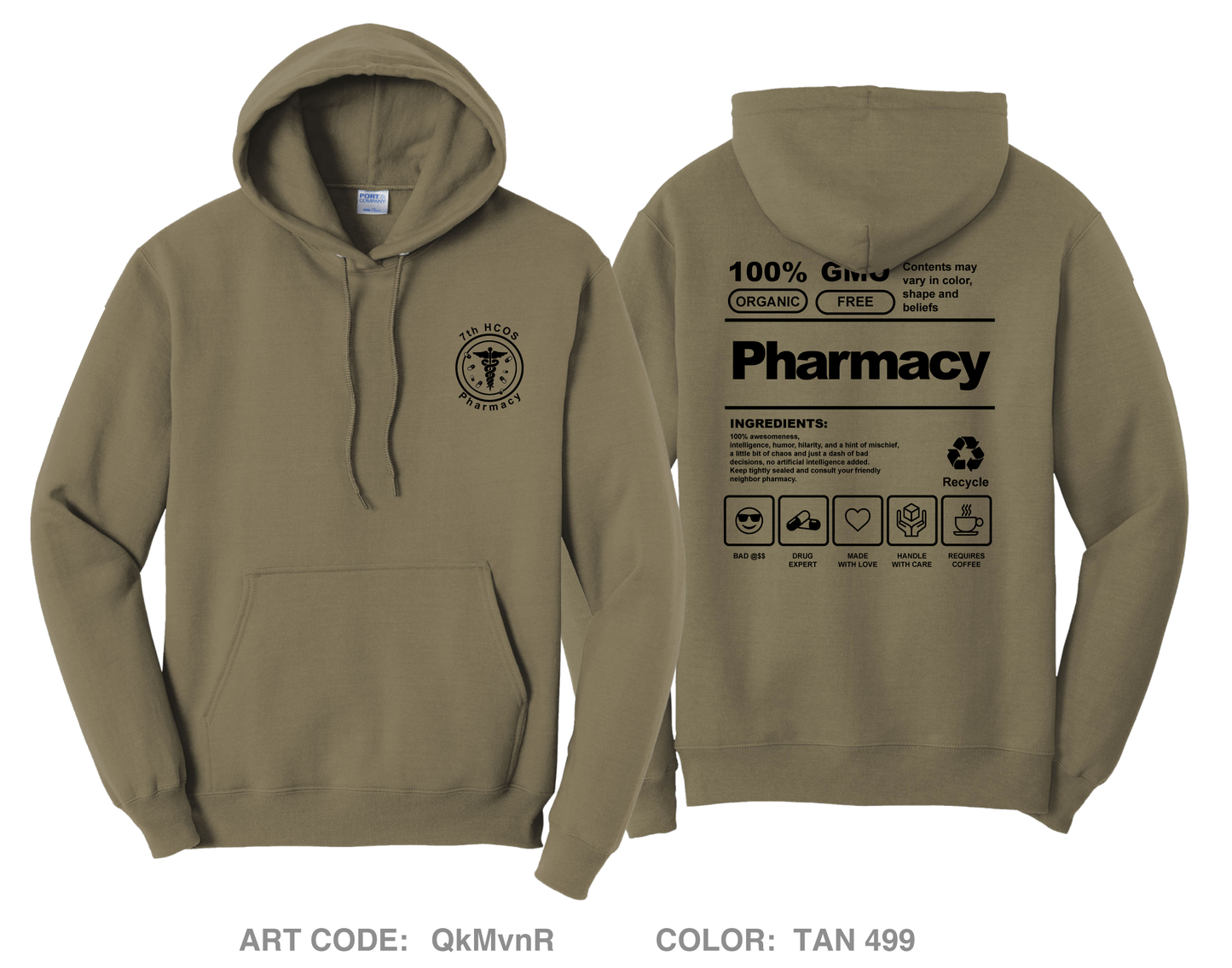 7 HCOS Pharmacy Comfort Unisex Hooded Sweatshirt - QkMvnR