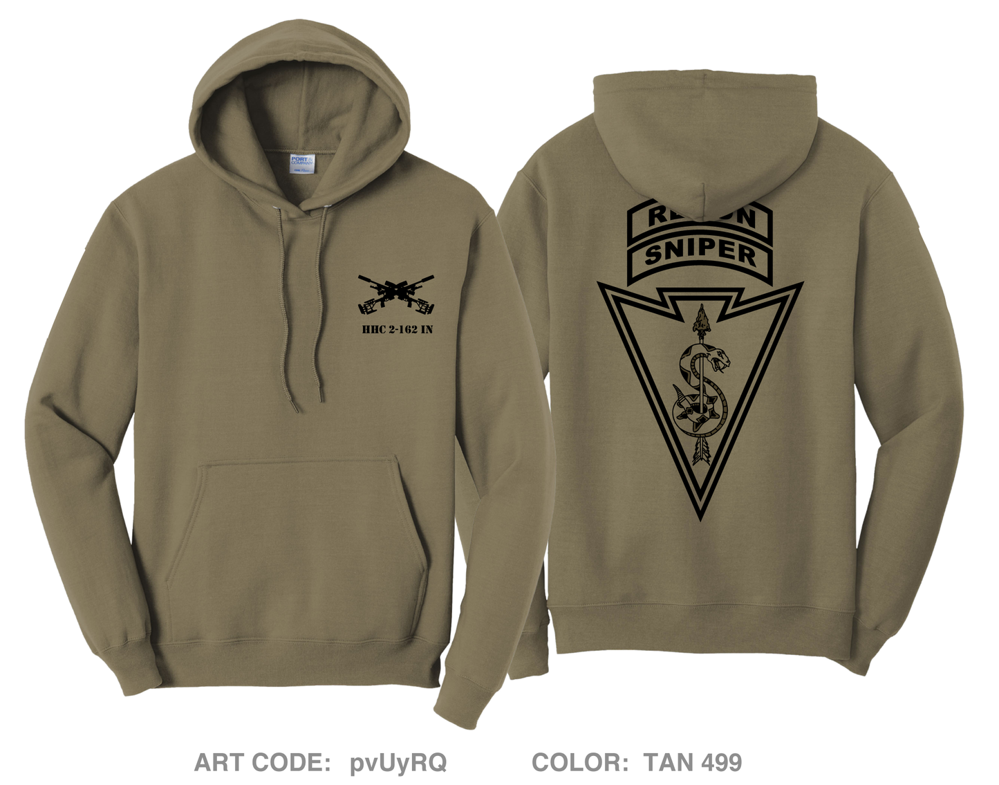 Recon Sniper Platoon HHC 2-162 IN Comfort Unisex Hooded Sweatshirt - pvUyRQ