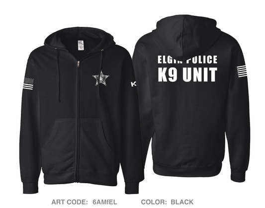 Elgin K9 Unit Comfort Unisex Cotton Blend Full-Zip Hooded Sweatshirt - 6AMfEL