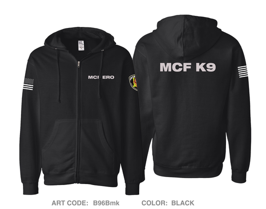 MCF K9 Comfort Unisex Cotton Blend Full-Zip Hooded Sweatshirt - B96Bmk