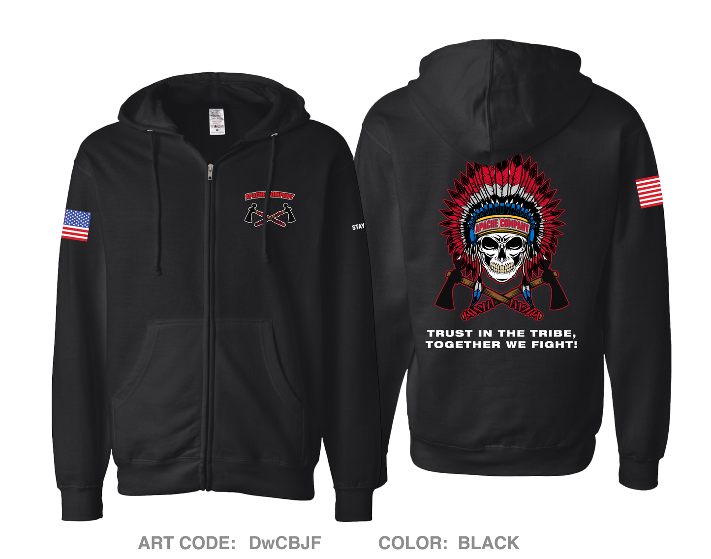 A Co, 309th MI BN Comfort Unisex Cotton Blend Full-Zip Hooded Sweatshirt - DwCBJF