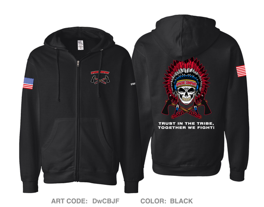 A Co, 309th MI BN Comfort Unisex Cotton Blend Full-Zip Hooded Sweatshirt - DwCBJF