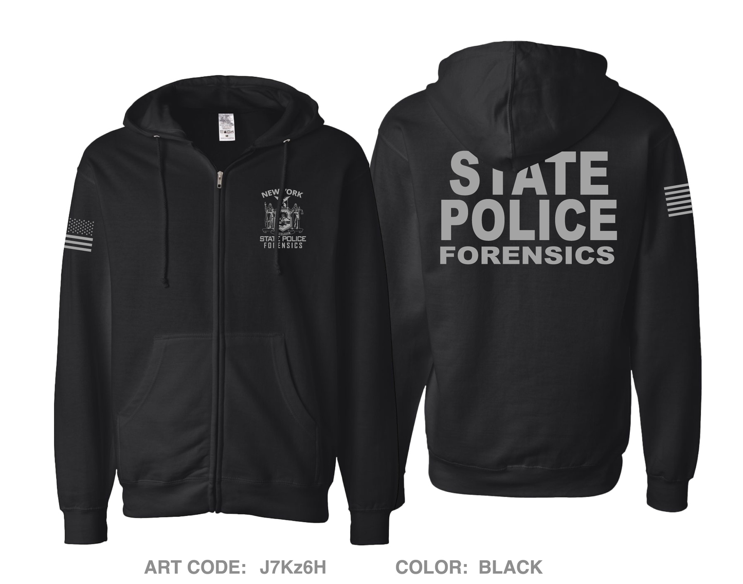 New York State Police - Forensic Identification Unit Comfort Unisex Cotton Blend Full-Zip Hooded Sweatshirt - J7Kz6H
