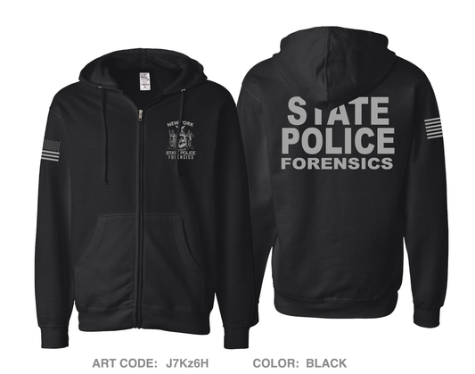 New York State Police - Forensic Identification Unit Comfort Unisex Cotton Blend Full-Zip Hooded Sweatshirt - J7Kz6H