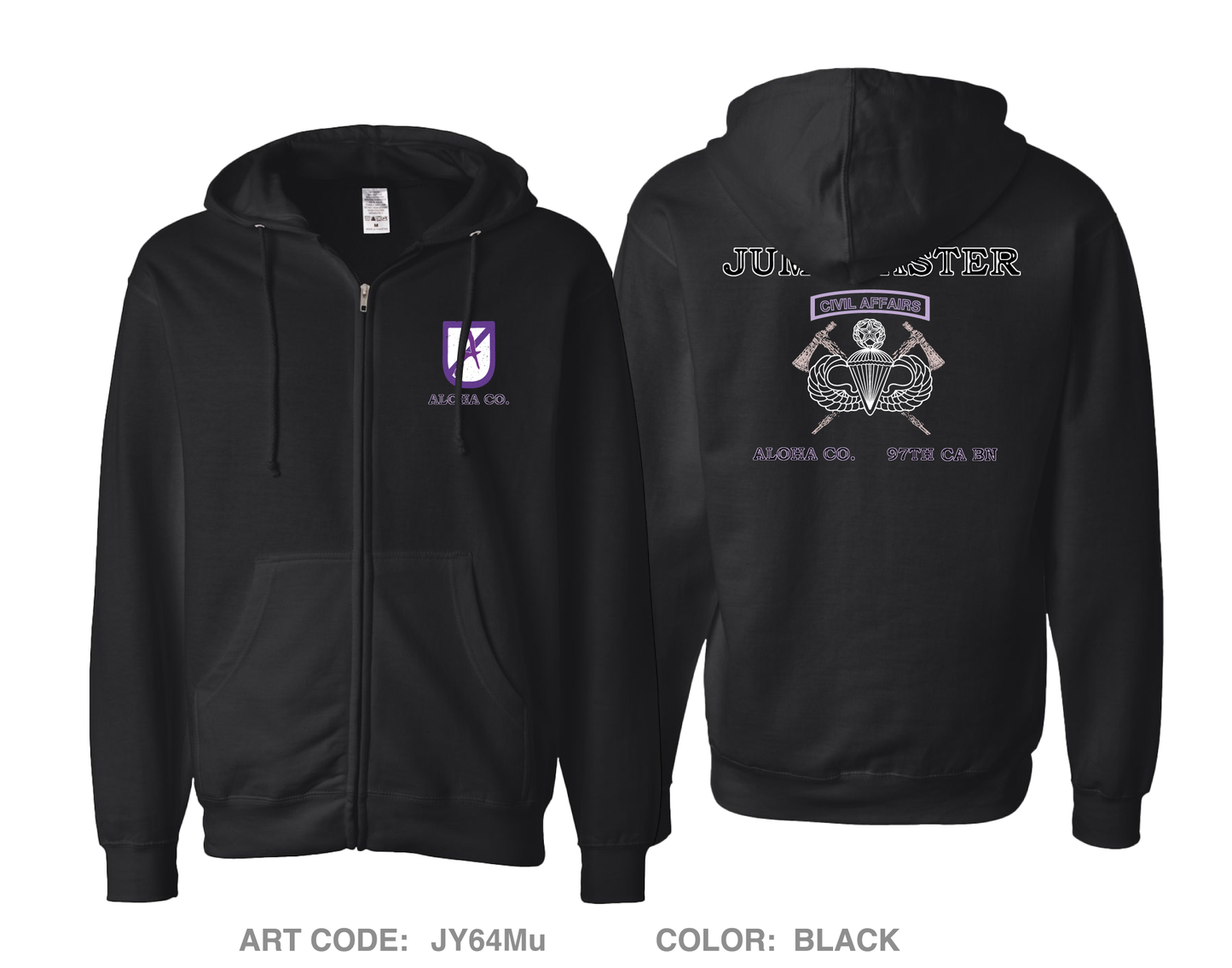 B/97th Civil Affairs Battalion Store 1 Comfort Unisex Cotton Blend Full-Zip Hooded Sweatshirt - JY64Mu
