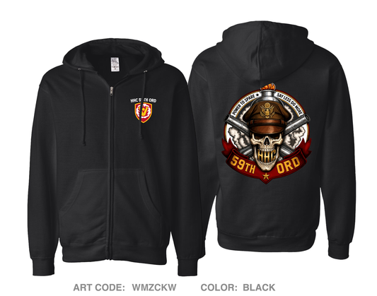 59th ORD BDE Comfort Unisex Cotton Blend Full-Zip Hooded Sweatshirt - WMZCKW