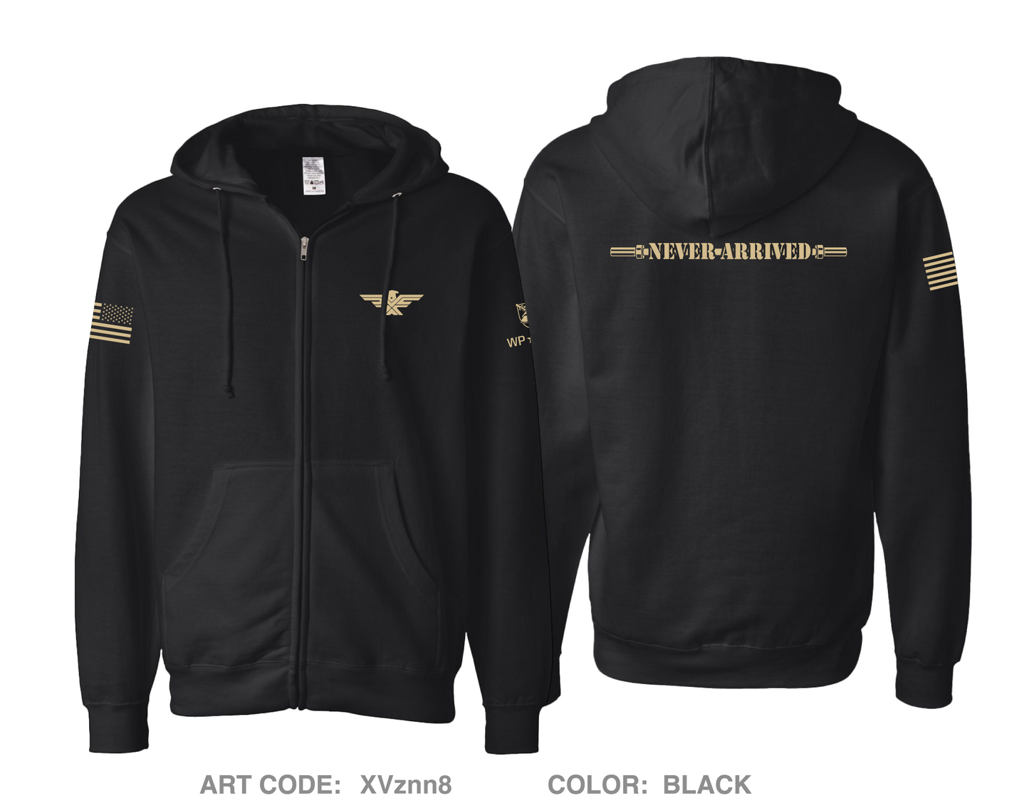 CrossFit Black and Gold Comfort Unisex Cotton Blend Full-Zip Hooded Sweatshirt - LHpbwd