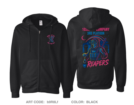 102nd MP Co Comfort Unisex Cotton Blend Full-Zip Hooded Sweatshirt - b9R8Lf