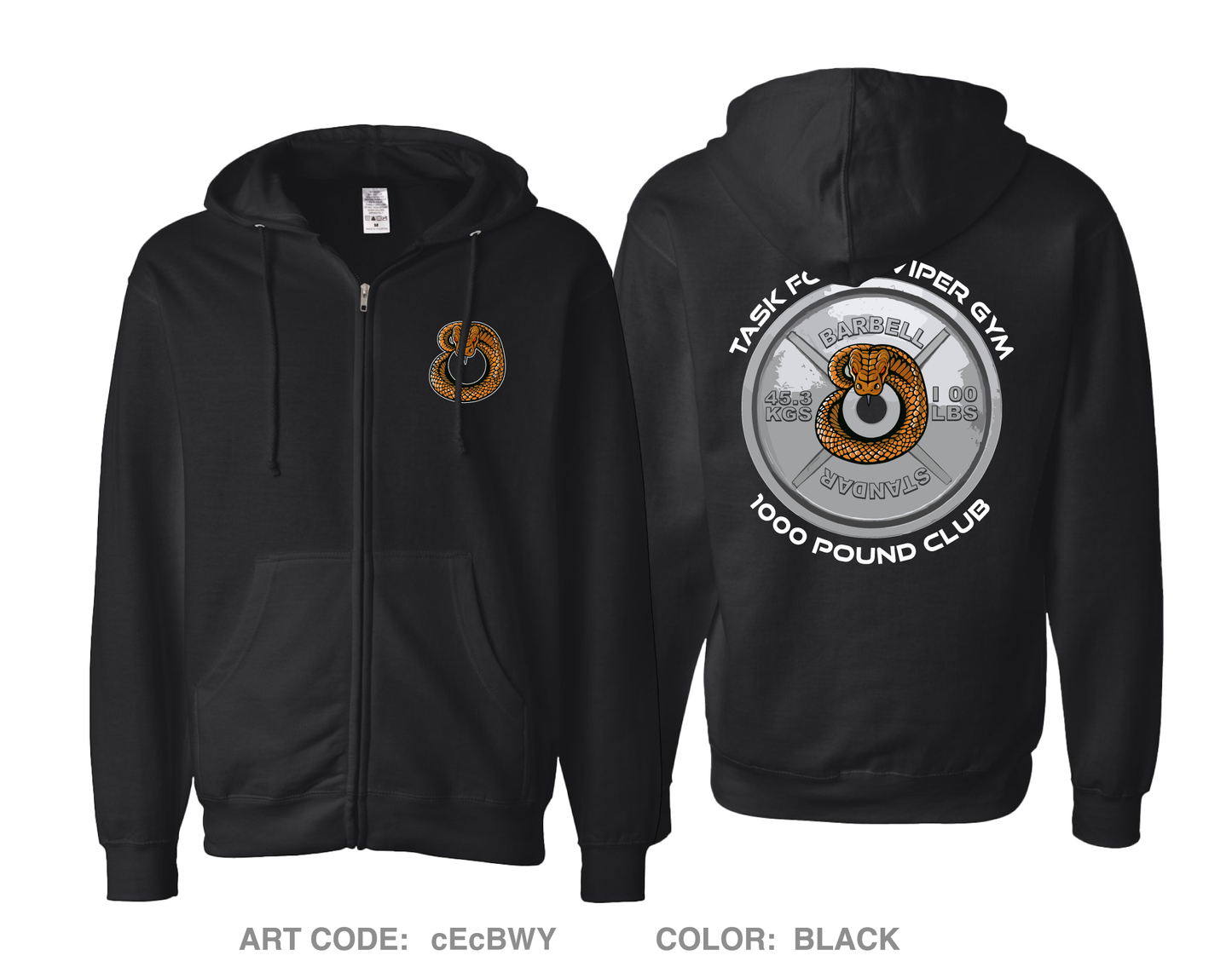 Viper Gym Comfort Unisex Cotton Blend Full-Zip Hooded Sweatshirt - cEcBWY