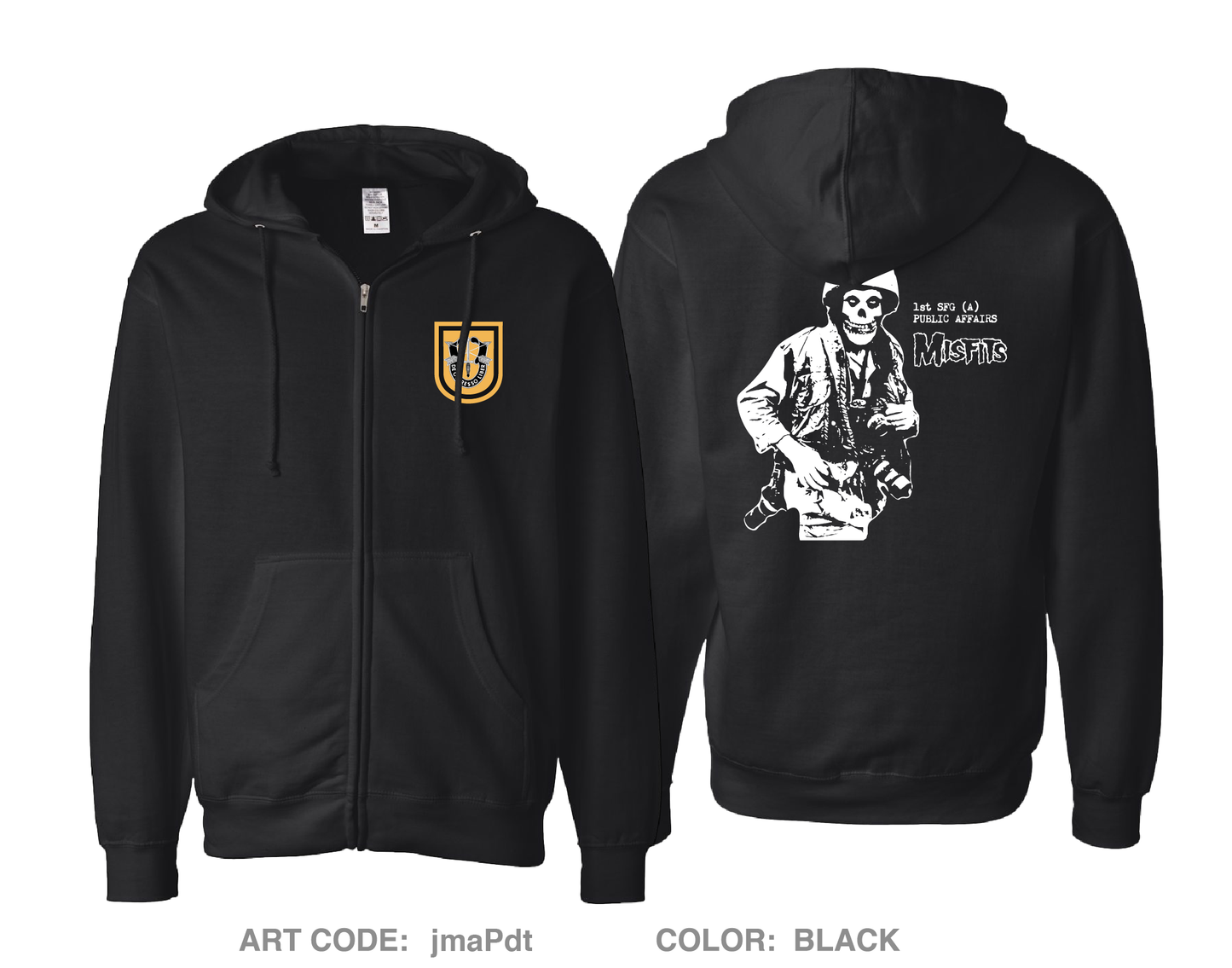 1SFG(A) PAO Comfort Unisex Cotton Blend Full-Zip Hooded Sweatshirt - jmaPdt