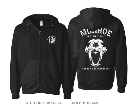 Monroe Health Clinic Comfort Unisex Cotton Blend Full-Zip Hooded Sweatshirt - mTAL3C design updated