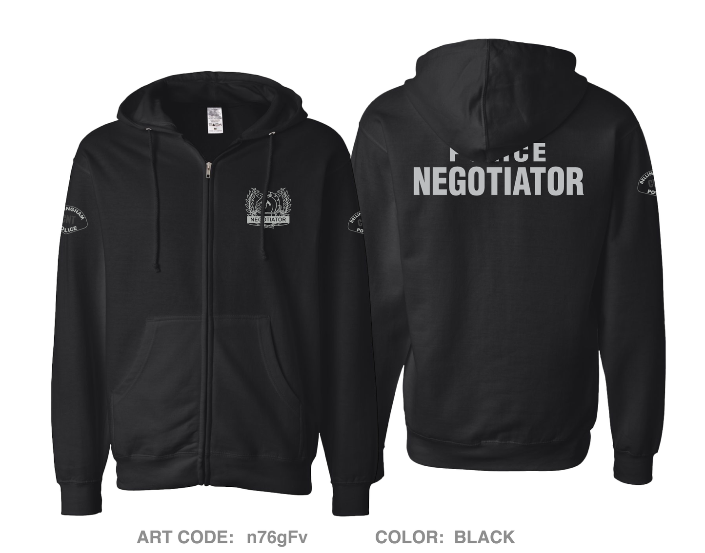 Bellingham Police CNT Comfort Unisex Cotton Blend Full-Zip Hooded Sweatshirt - n76gFv