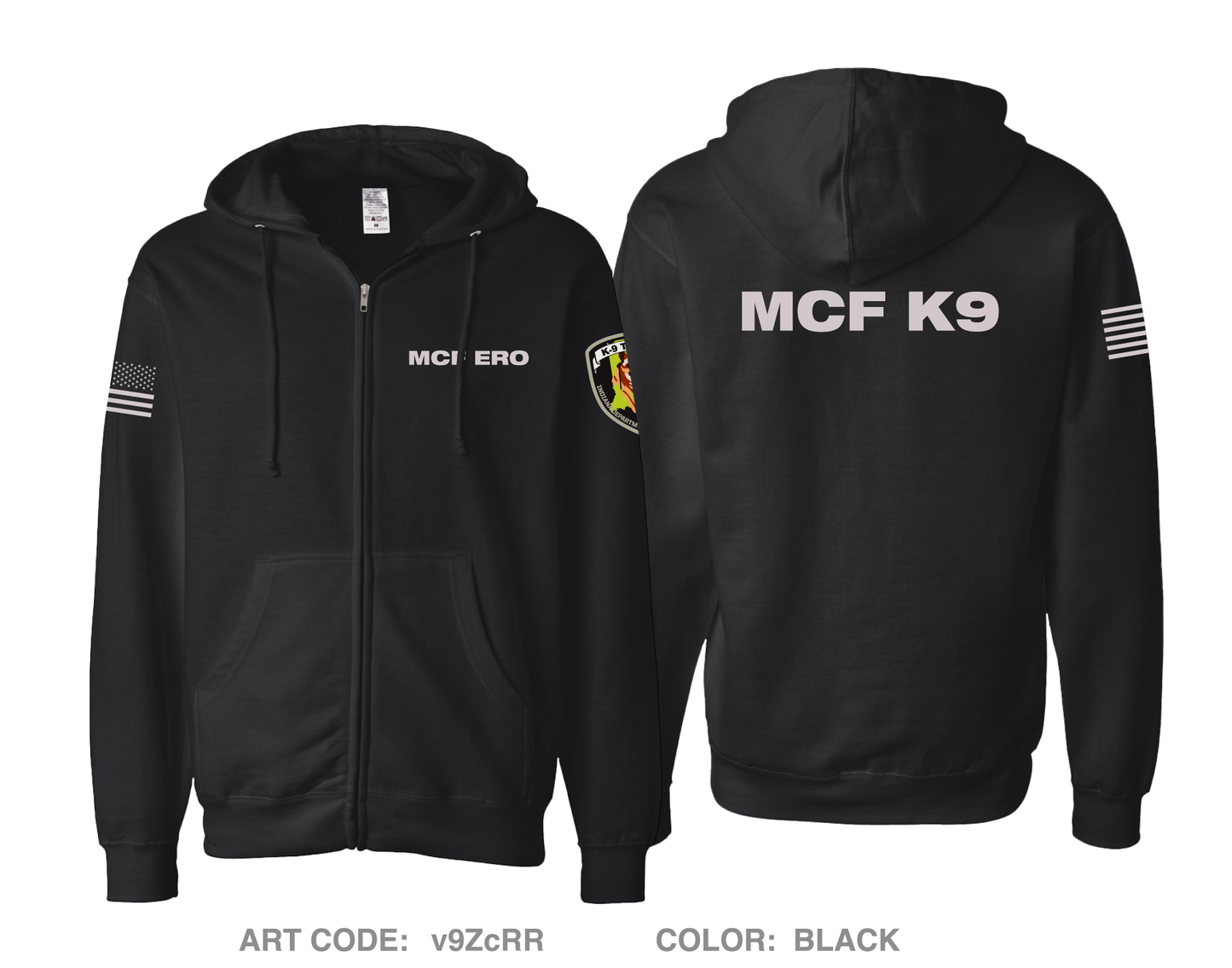 MCF K9 Comfort Unisex Cotton Blend Full-Zip Hooded Sweatshirt - v9ZcRR