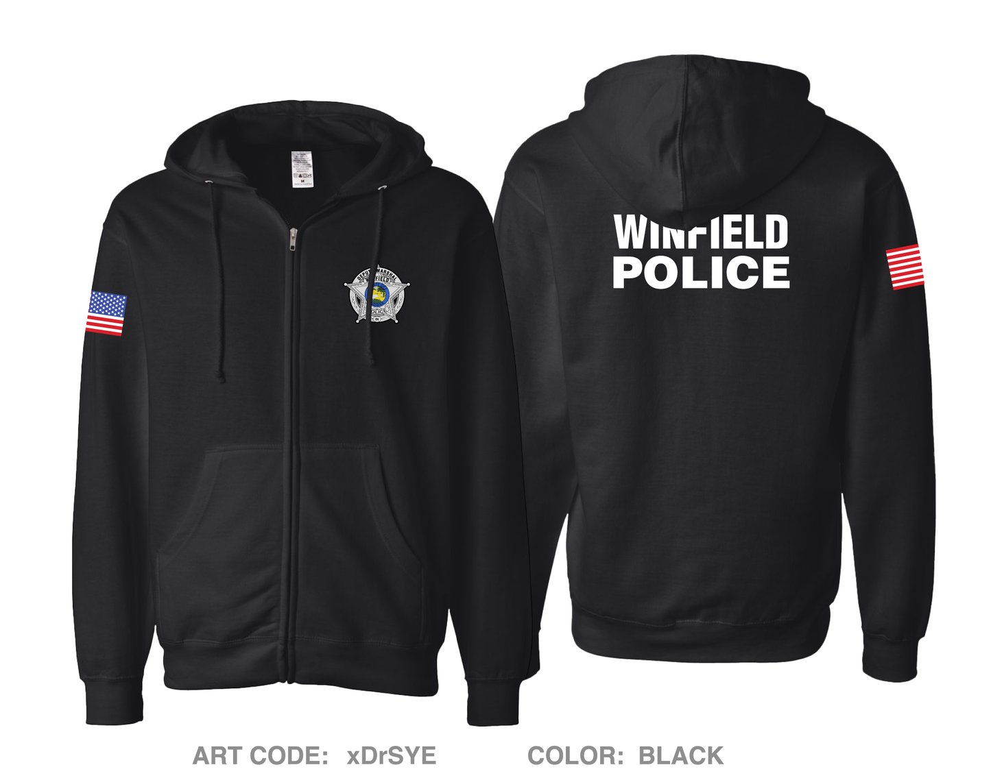 Winfield Police Department Comfort Unisex Cotton Blend Full-Zip Hooded Sweatshirt - xDrSYE