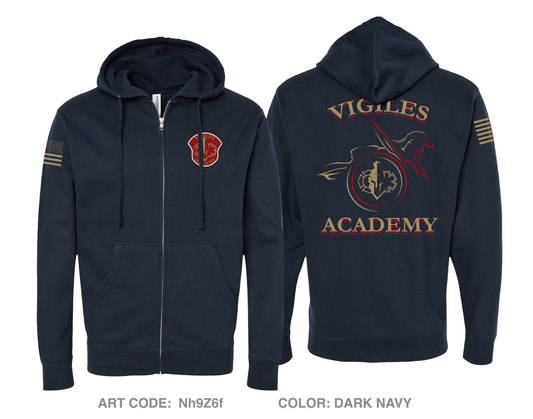 Vigiles Academy Comfort Unisex Cotton Blend Full-Zip Hooded Sweatshirt - Nh9Z6f